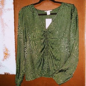 NWT! H&M Emerald Print Blouse